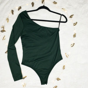 NWOT Dark Green One Sleeve Bodysuit Sz. M  A21